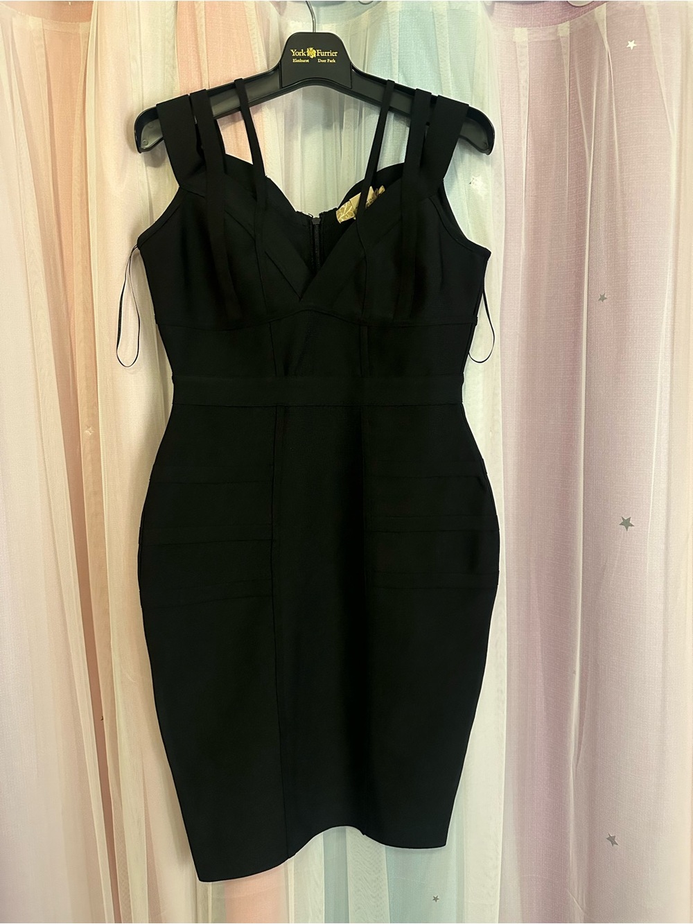 Black & Brown Sculpted Ponte Sheath Bandage Dresses